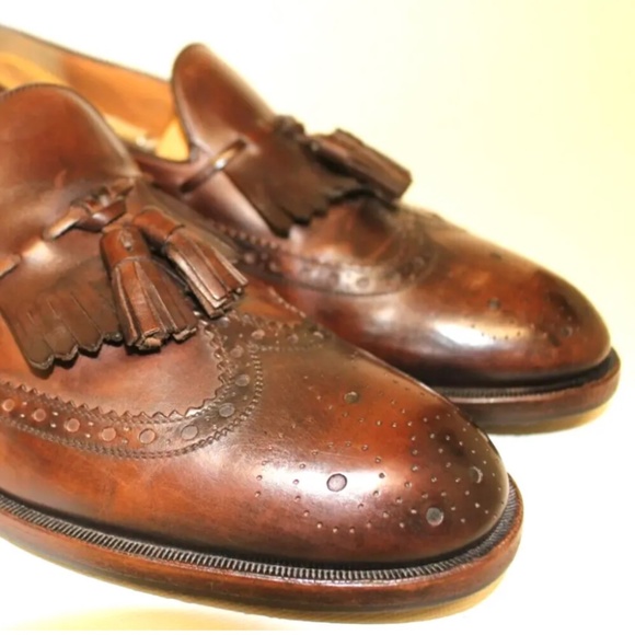 MENS GUCCI BROWN FRINGE TASSEL WINGTIP LEATHER LOAFER DRESS SHOES SZ 7M UK 7.5US main image 11